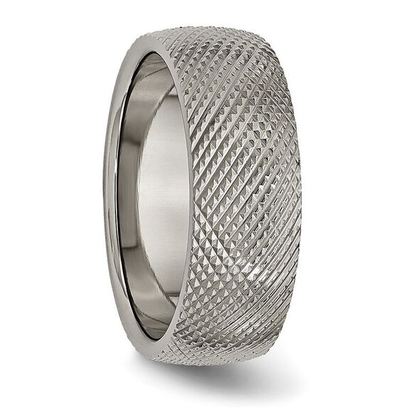 Kazi Luxury Chisel Titanium Polished and Textured 8mm Band - Picture 4 of 9